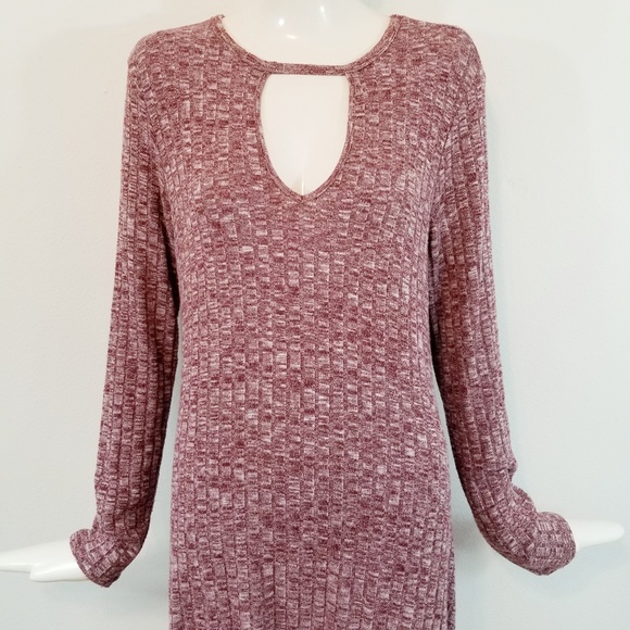 Kristin Nicole Heathered Mock Neck V-Neck Dress Lg - Picture 2 of 5